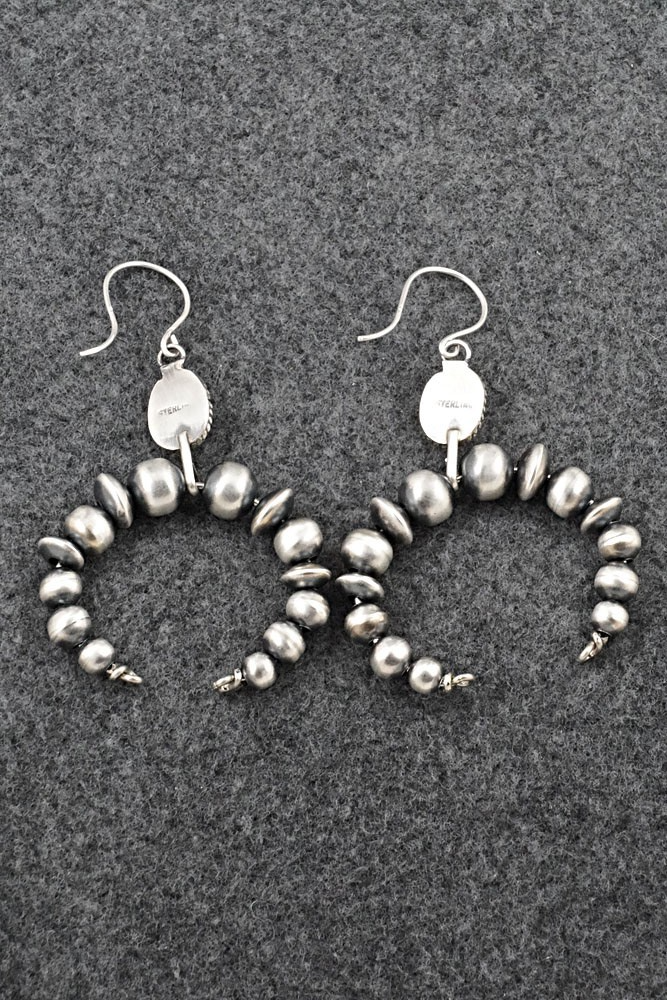 Turquoise & Sterling Silver Navajo Pearl Earrings - Rena Begay