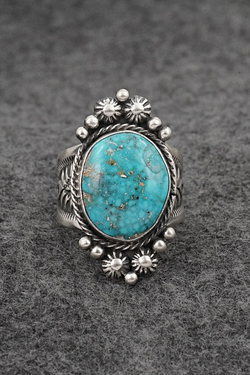 Turquoise & Sterling Silver Ring - Samuel Yellowhair - Size 7.5
