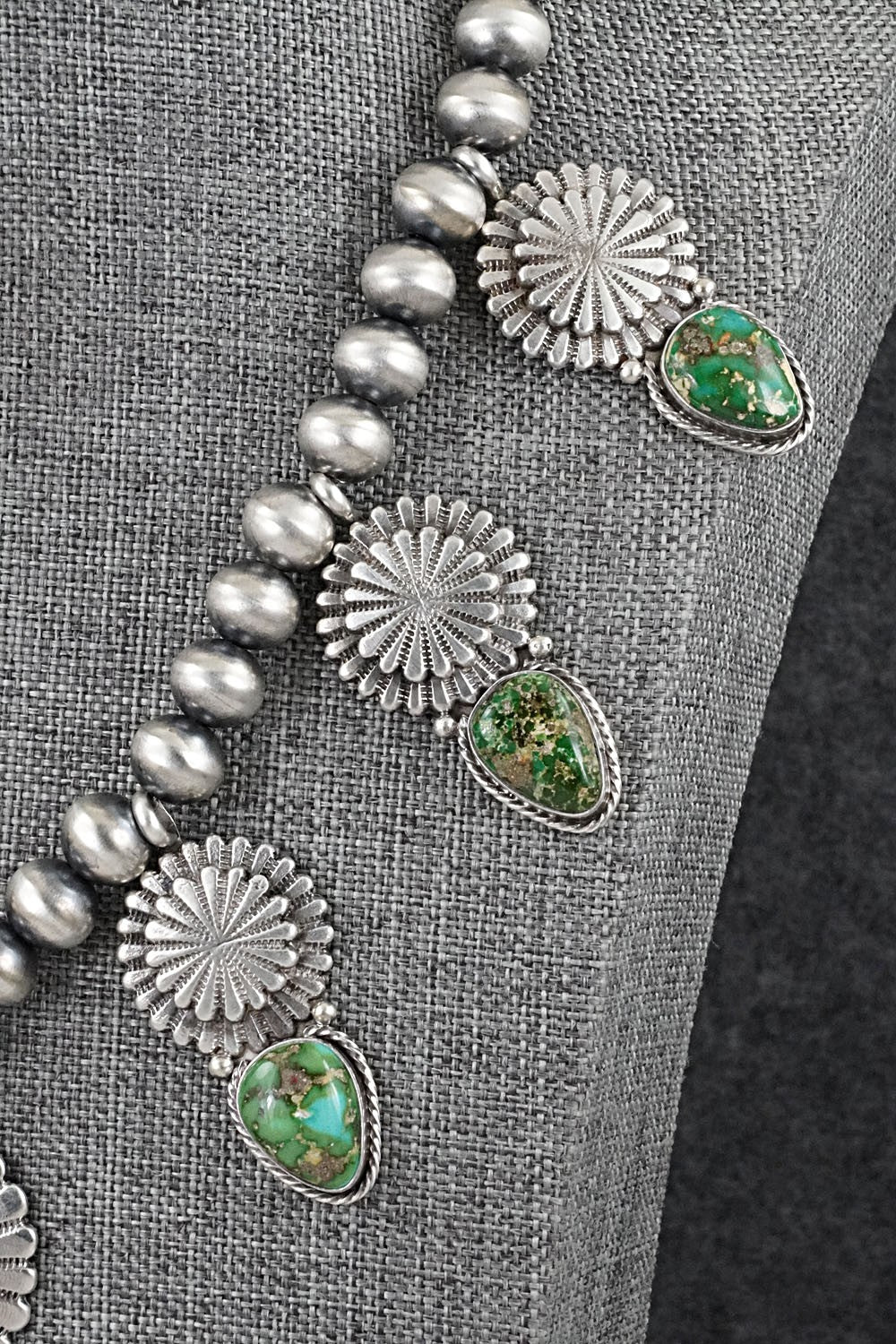 Turquoise & Sterling Silver Navajo Pearl Necklace - Adrienne Gordon