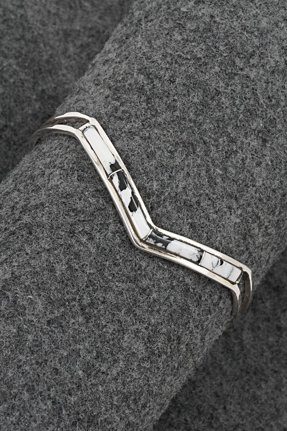 White Buffalo & Sterling Silver Inlay Bracelet - Jamie Johnson