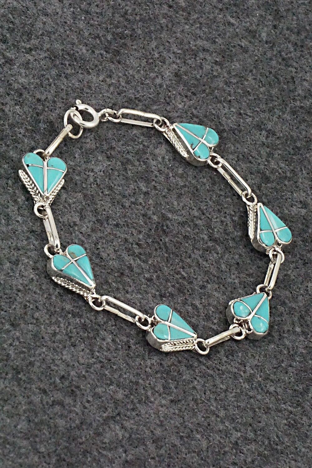 Turquoise & Sterling Silver Link Bracelet - Velda Nastacio