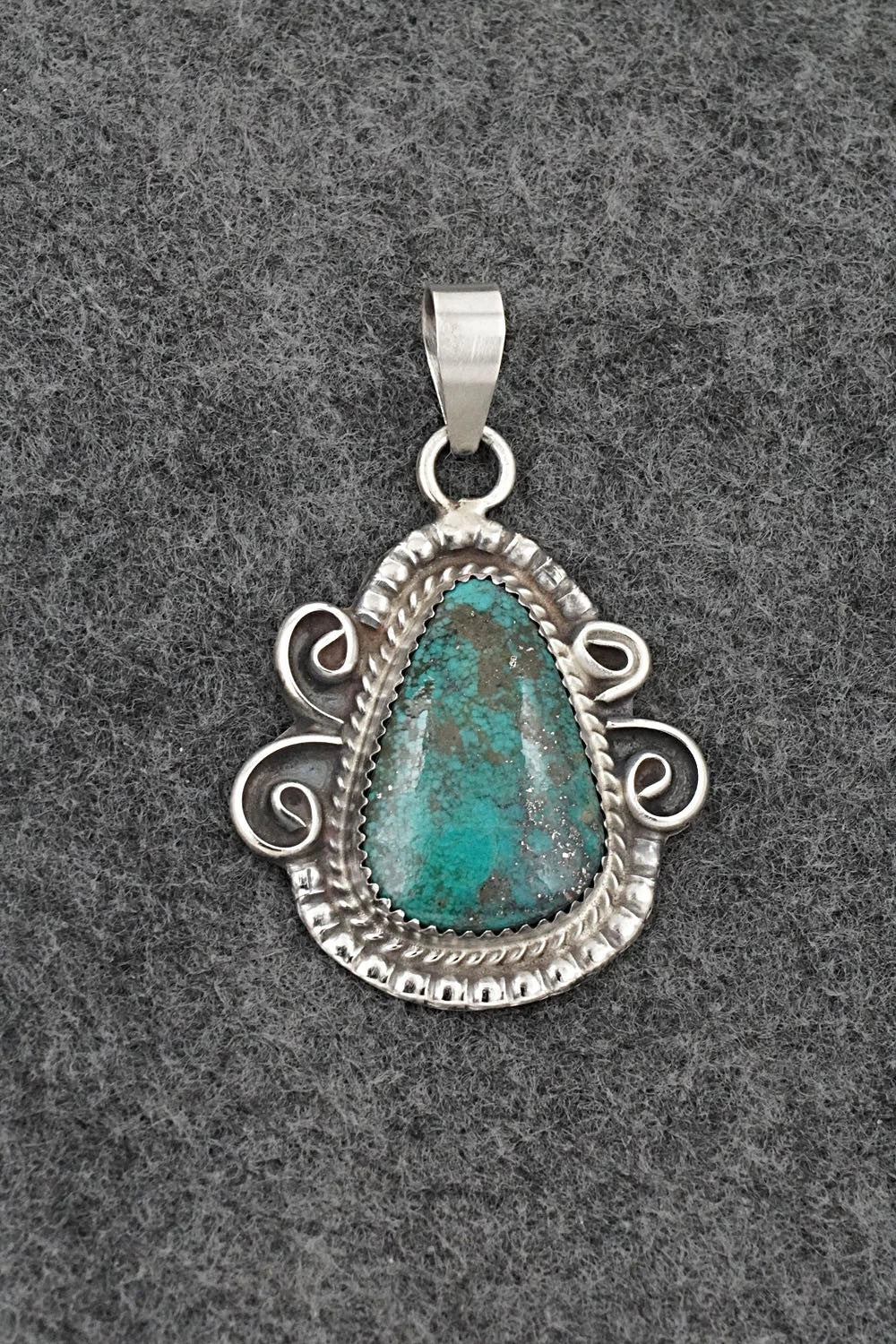 Turquoise and Sterling Silver Pendant - Leslie Nez