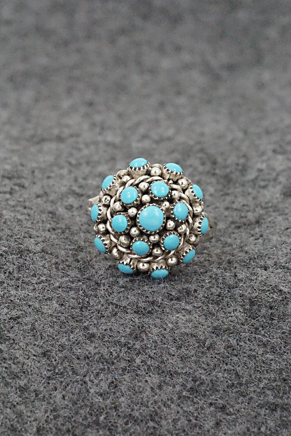 Turquoise & Sterling Silver Ring - Dickey Charlie - Size 7.5