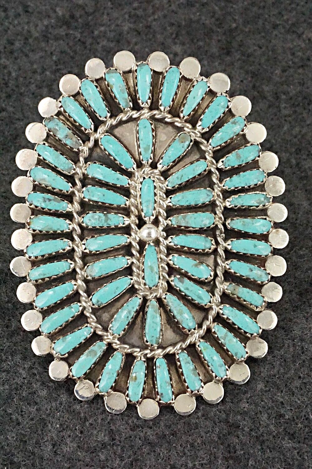 Turquoise & Sterling Silver Ring - Lavell Byjoe - Size 7.75