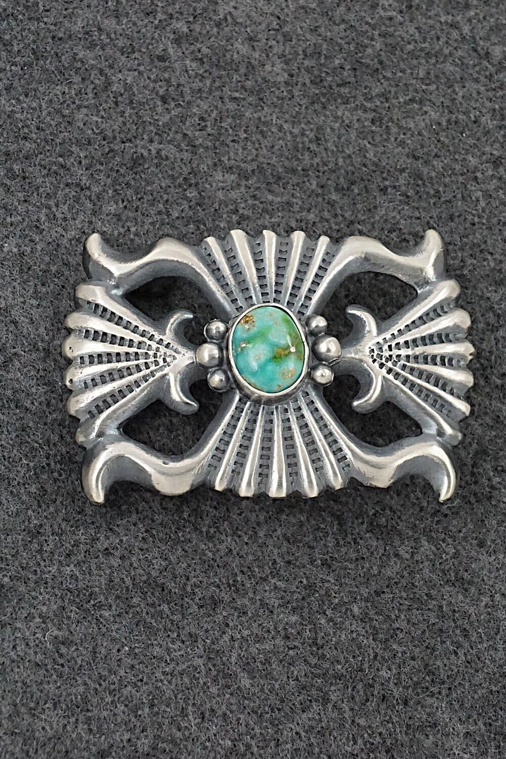 Turquoise & Sterling Silver Belt Buckle - Harrison Bitsue