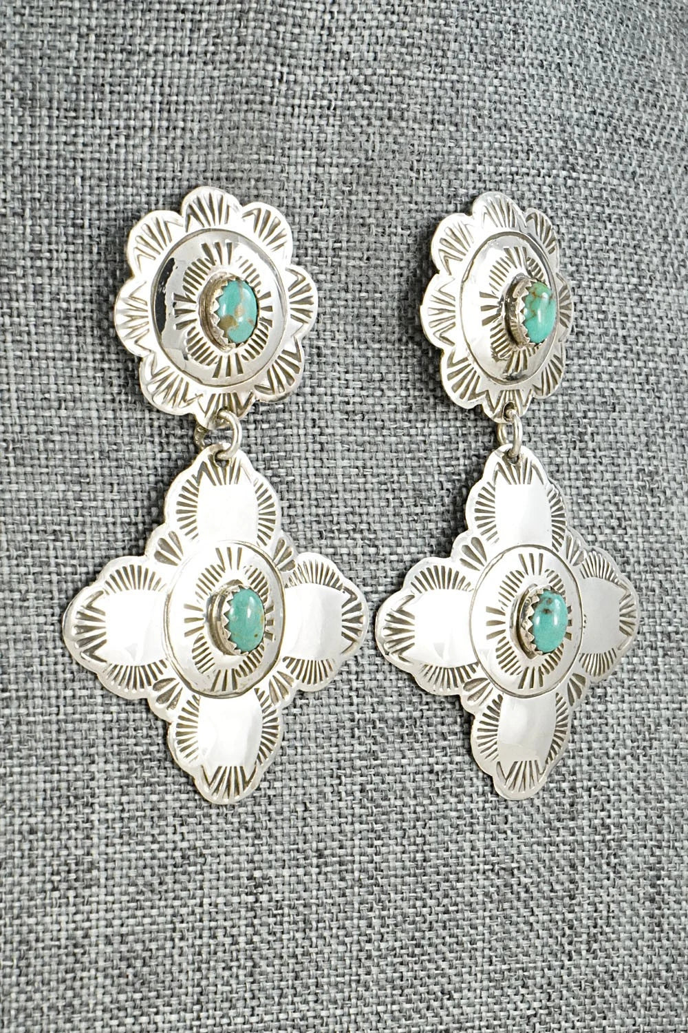 Turquoise & Sterling Silver Earrings - Bertha Begay