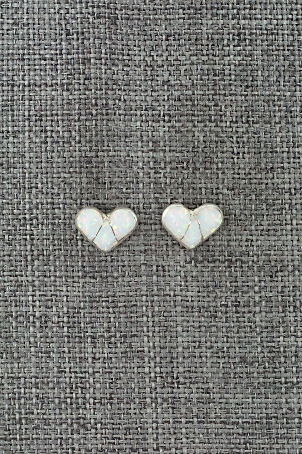 Opalite & Sterling Silver Inlay Earrings - Jolena Haskie