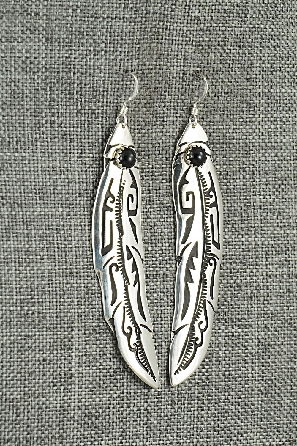 Onyx & Sterling Silver Earrings - Rosita Singer