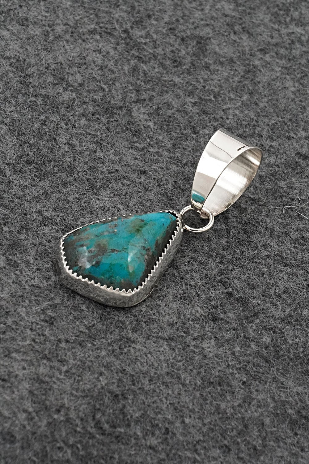 Turquoise and Sterling Silver Pendant - Leslie Nez