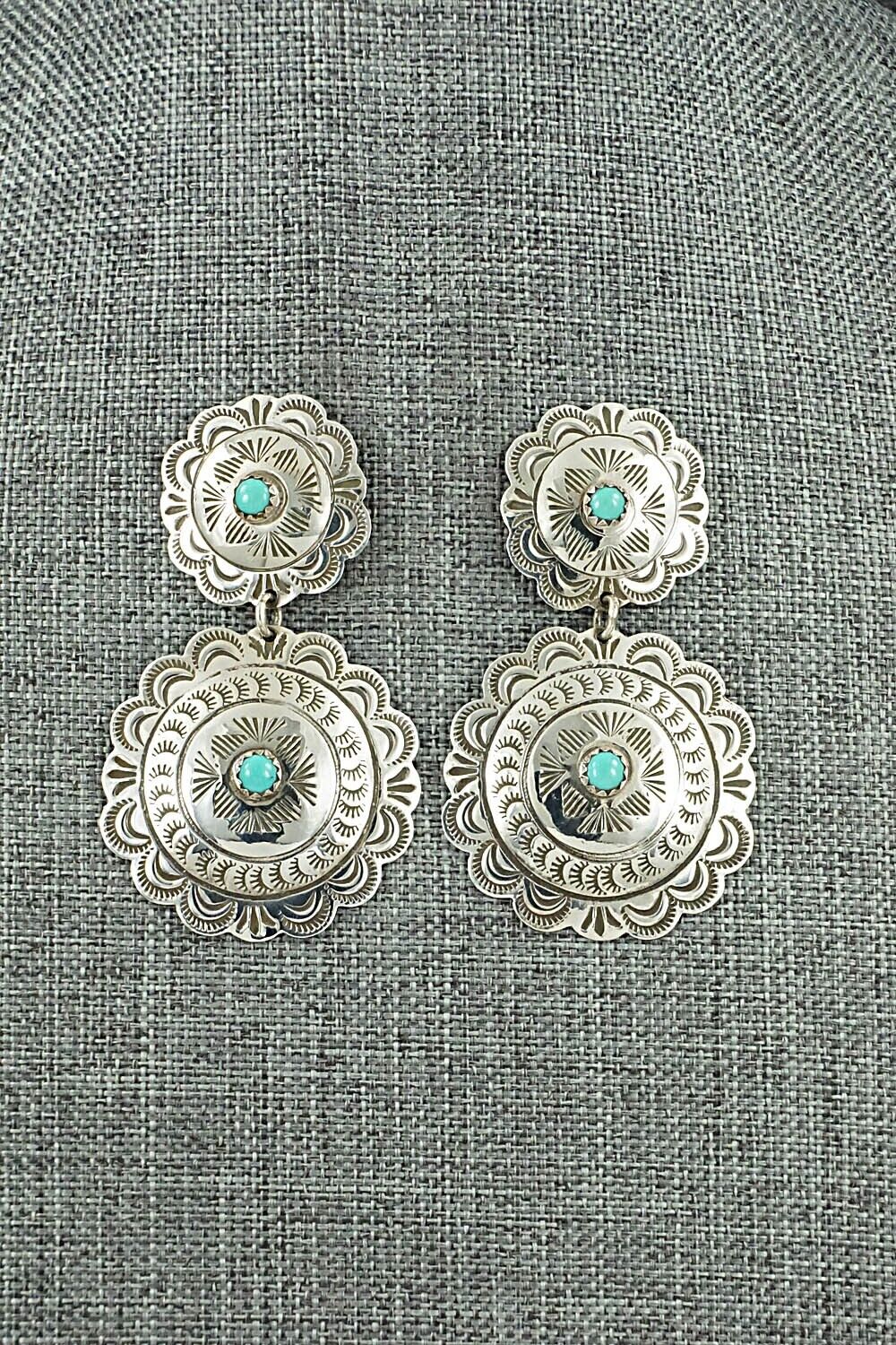 Turquoise and Sterling Silver Earrings - Bertha Begay