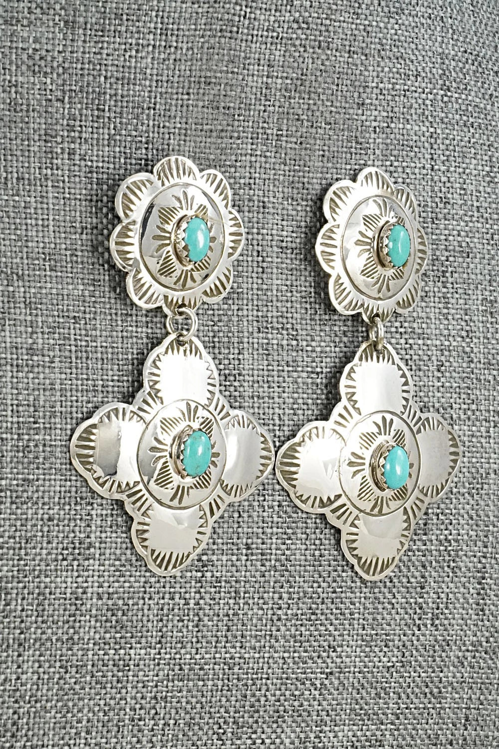 Turquoise & Sterling Silver Earrings - Bertha Begay