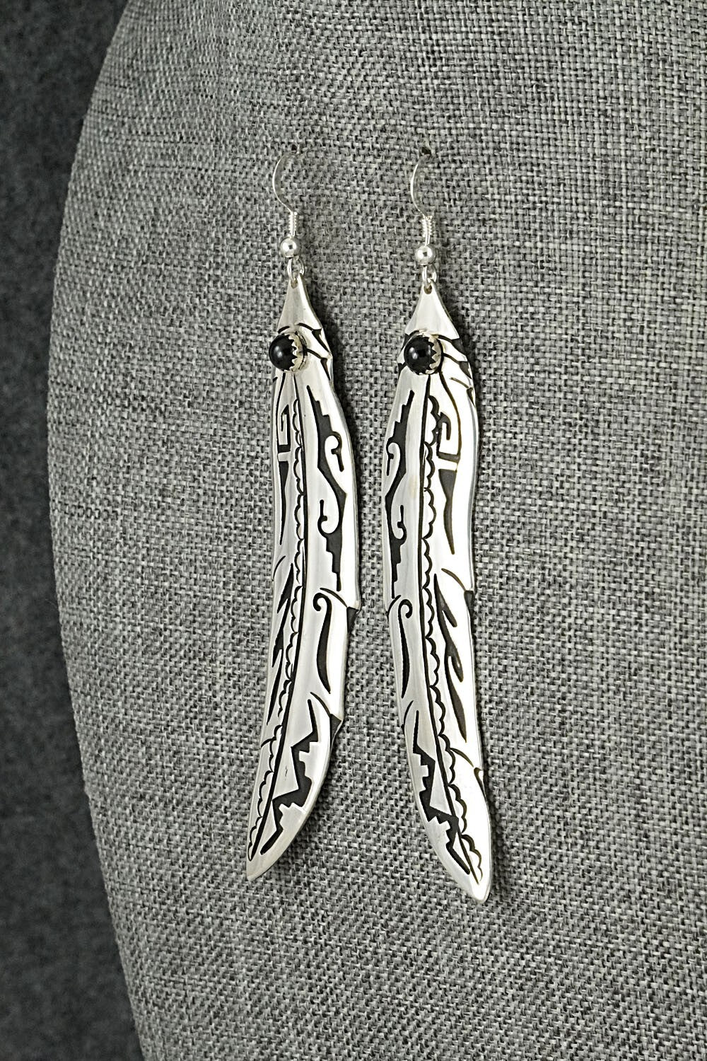 Onyx & Sterling Silver Earrings - Rosita Singer