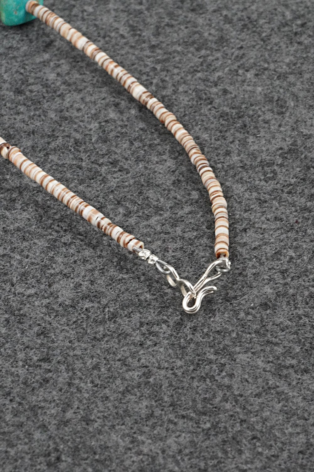Turquoise, Shell & Sterling Silver Necklace 19" - Helen Tsosie