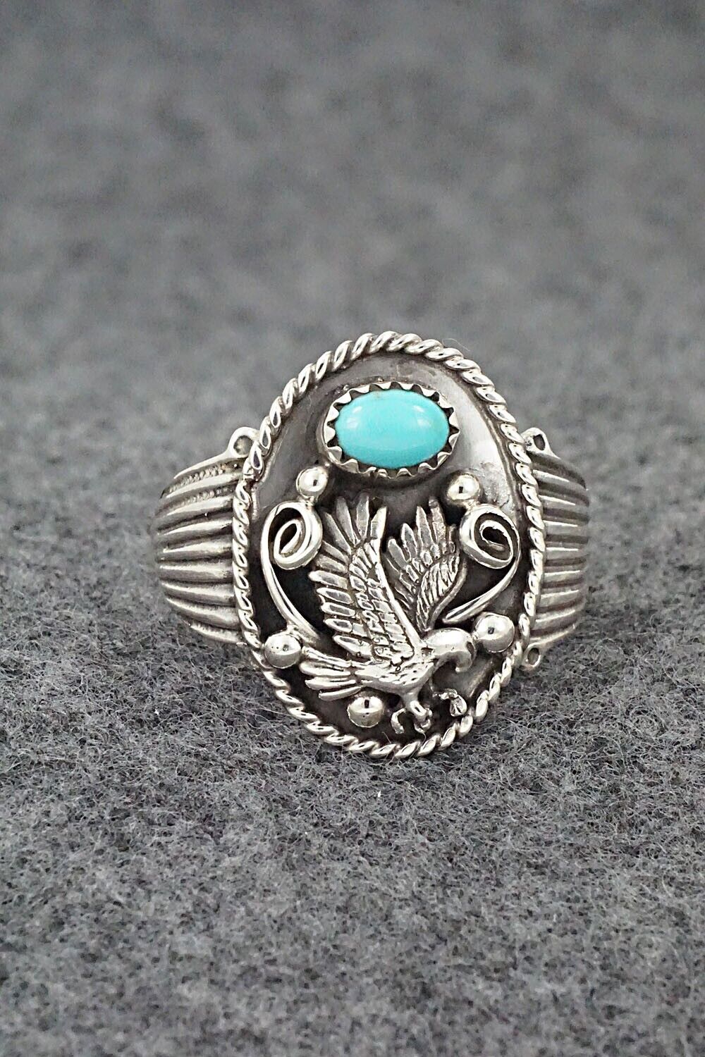 Turquoise & Sterling Silver Ring - Jeannette Saunders - Size 11.5