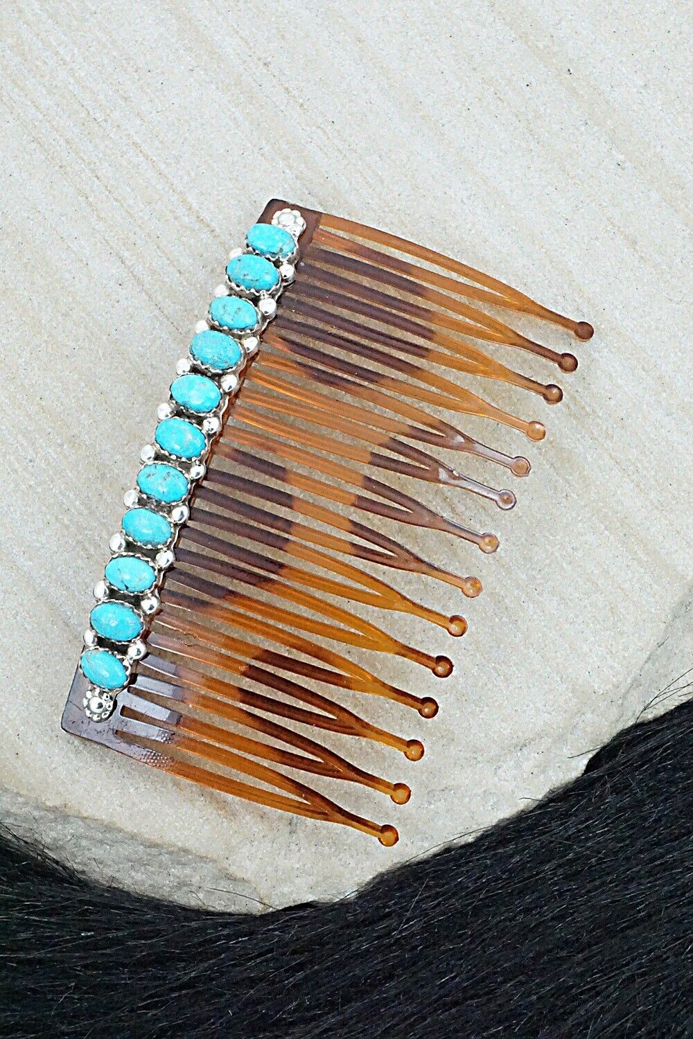 Turquoise & Sterling Silver Hair Combs - Martin Muskett