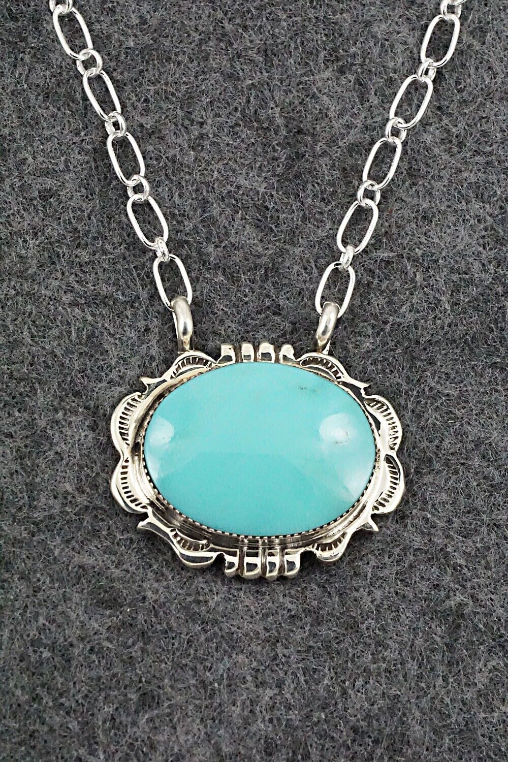 Turquoise & Sterling Silver Necklace - Leroy Silversmith