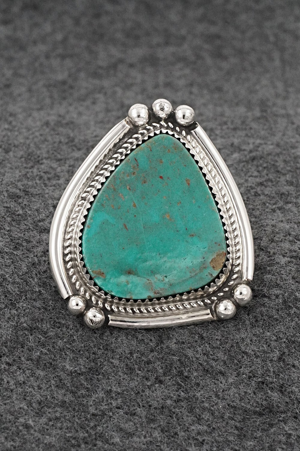 Turquoise & Sterling Silver Ring - Leslie Nez - Size 7 Adj.