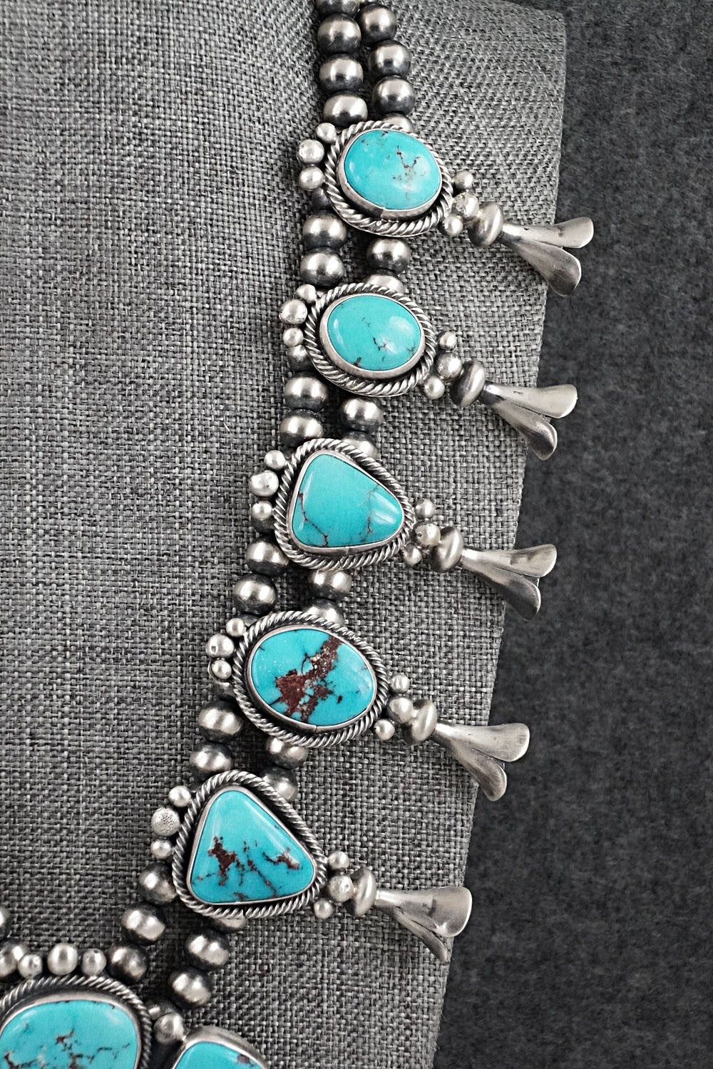 Turquoise & Sterling Silver Squash Blossom Set - Bobby Johnson