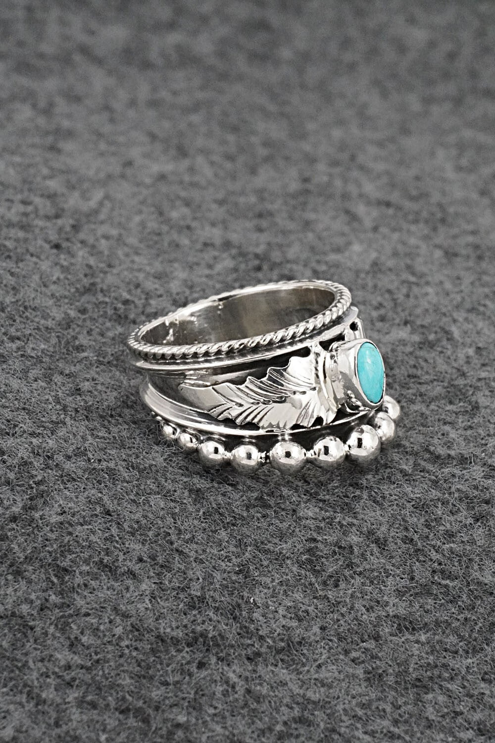 Turquoise & Sterling Silver Ring - Tom Lewis - Size 8