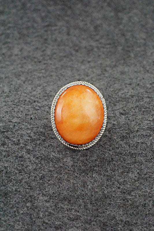 Spiny Oyster & Sterling Silver Ring - Ernest Hawthorne - Size 7.5