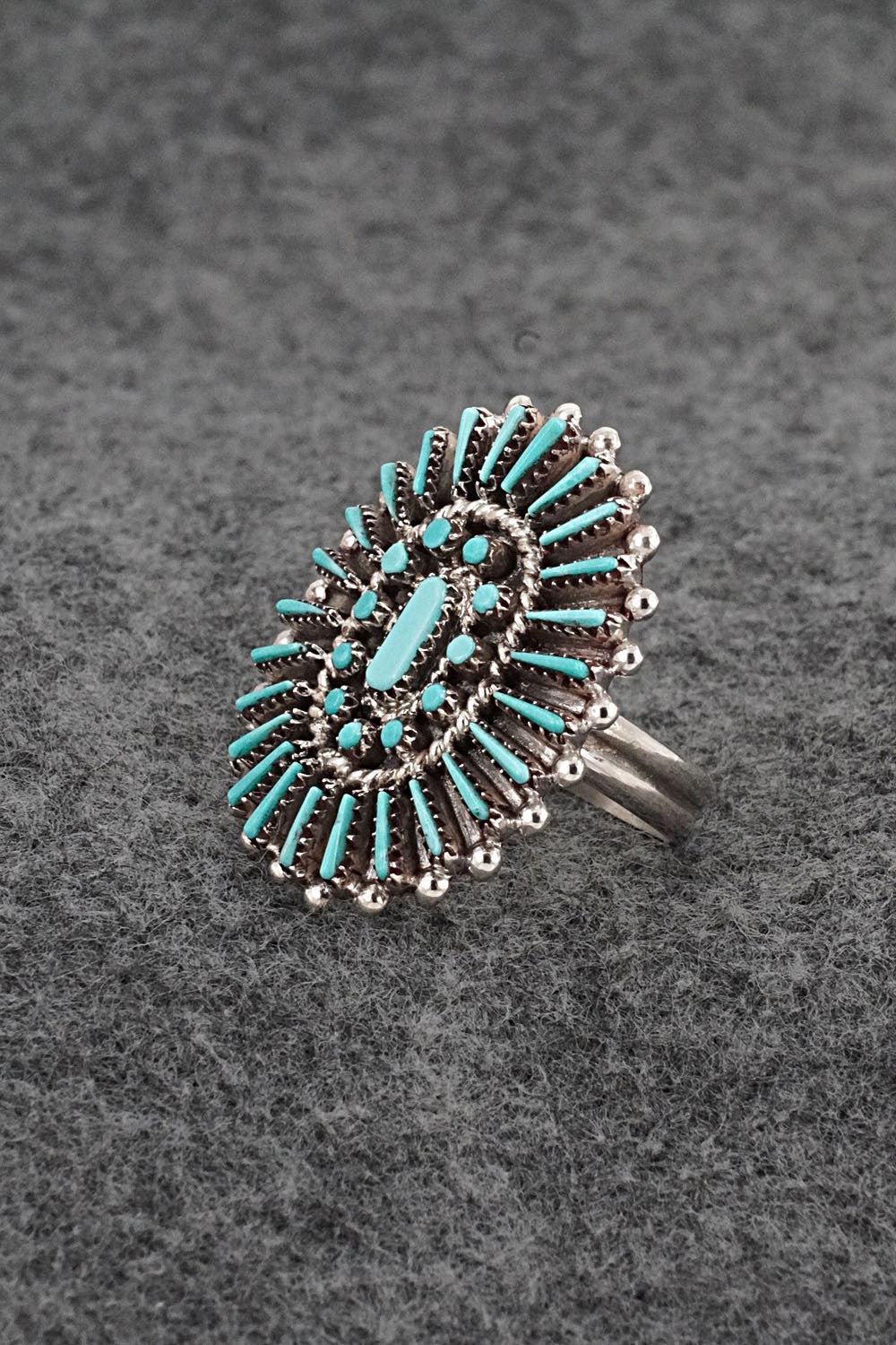 Turquoise & Sterling Silver Ring - Shirley Lahi - Size 9