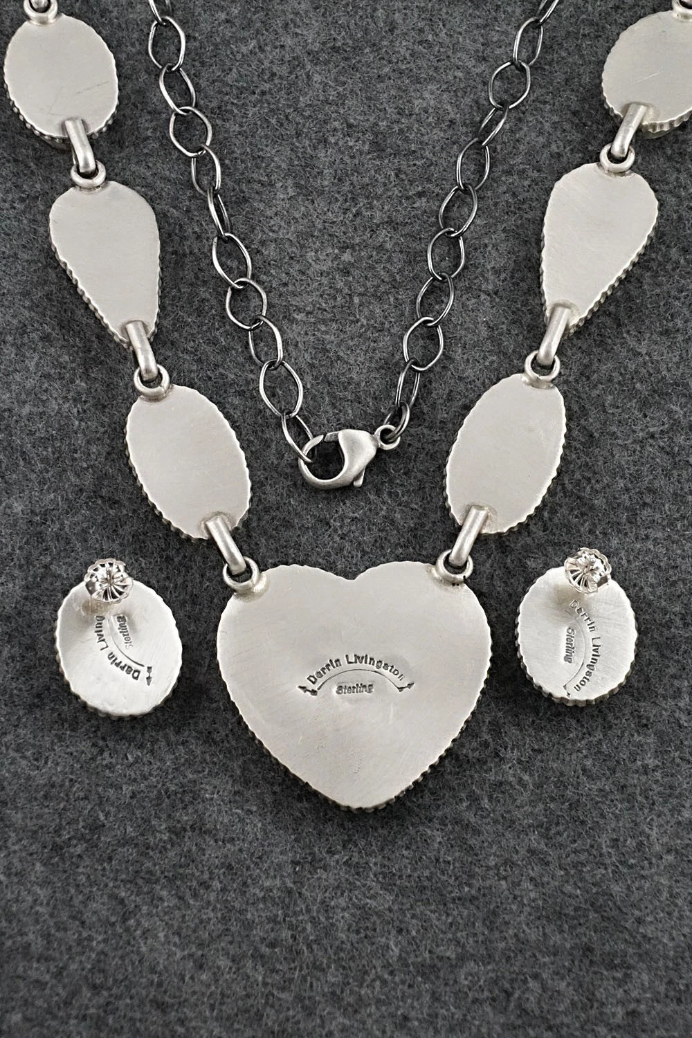 Spiny Oyster & Sterling Silver Necklace and Earrings Set - Darrin Livingston