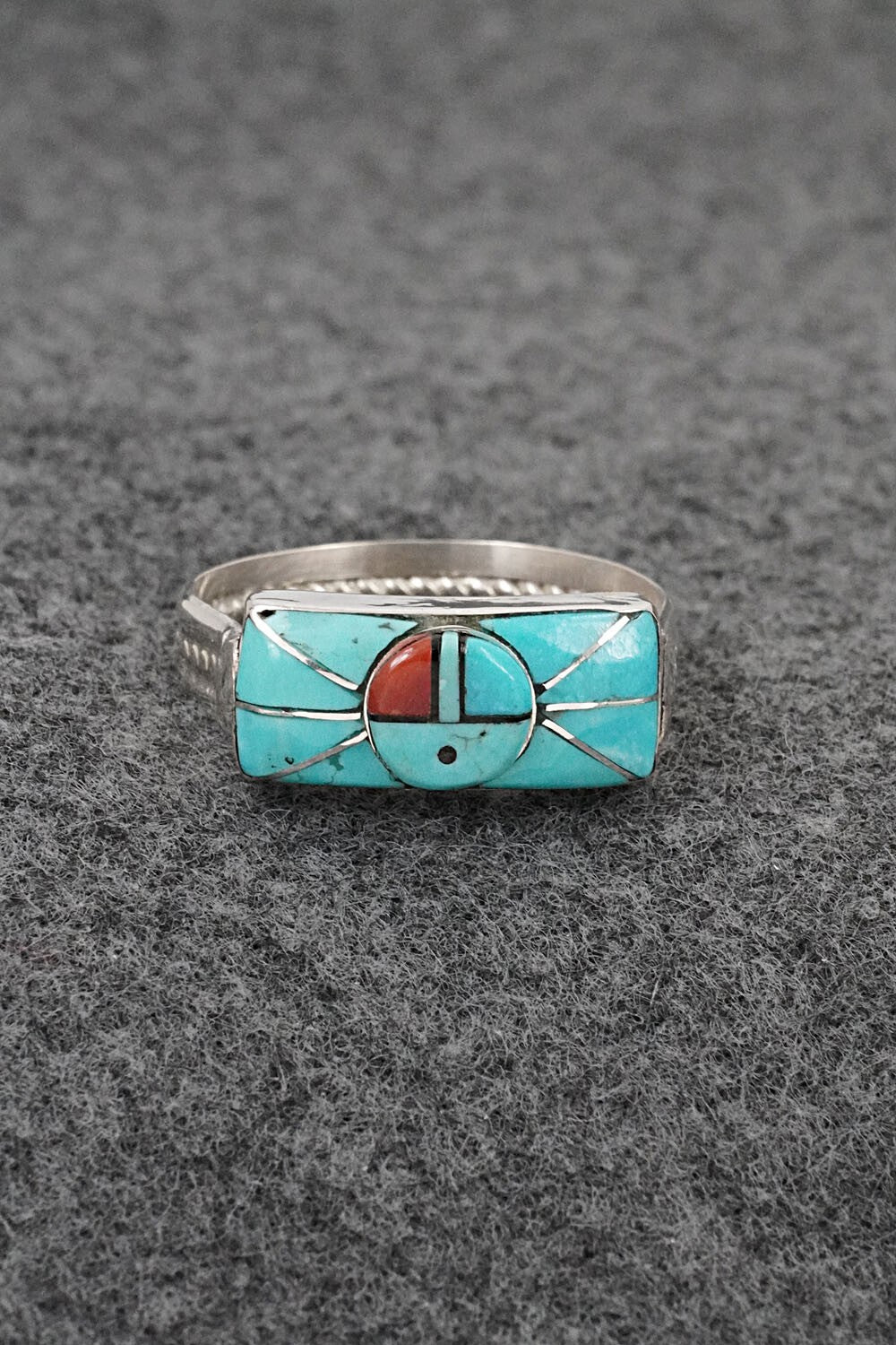 Multi-Stone & Sterling Silver Inlay Ring - Ola Eriacho - Size 10.5