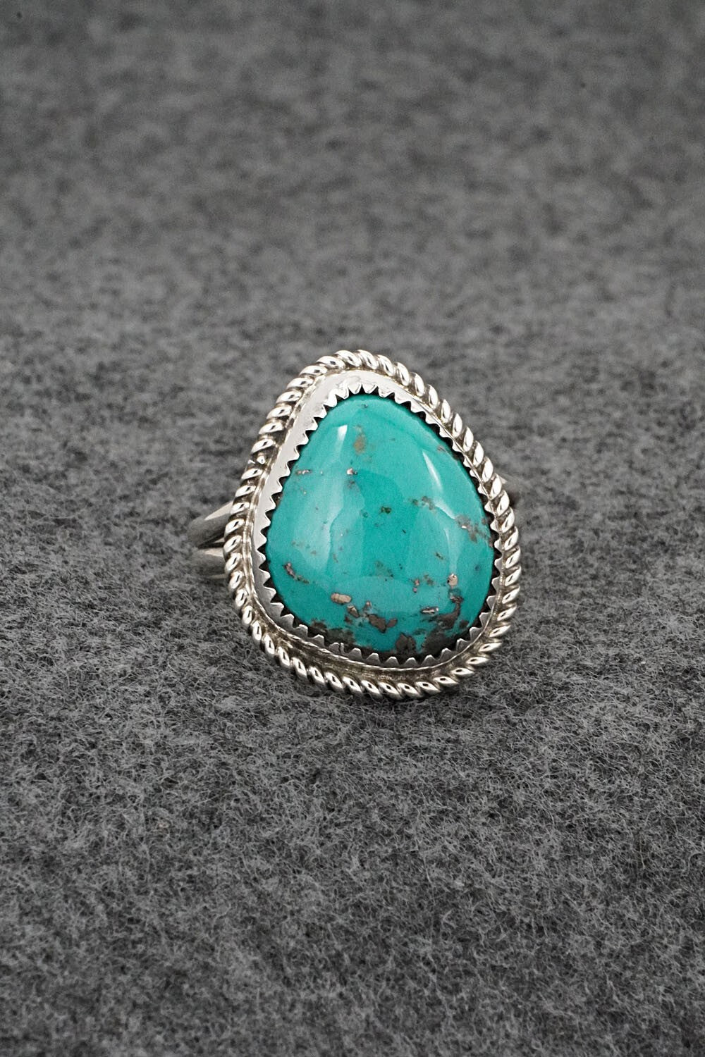 Turquoise & Sterling Silver Ring - Leslie Nez - Size 11