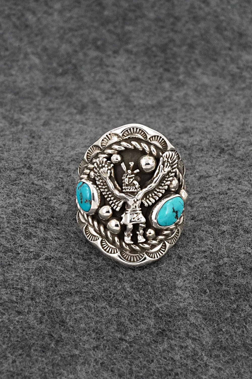 Turquoise & Sterling Silver Ring - Melvin Jones - Size 11.5