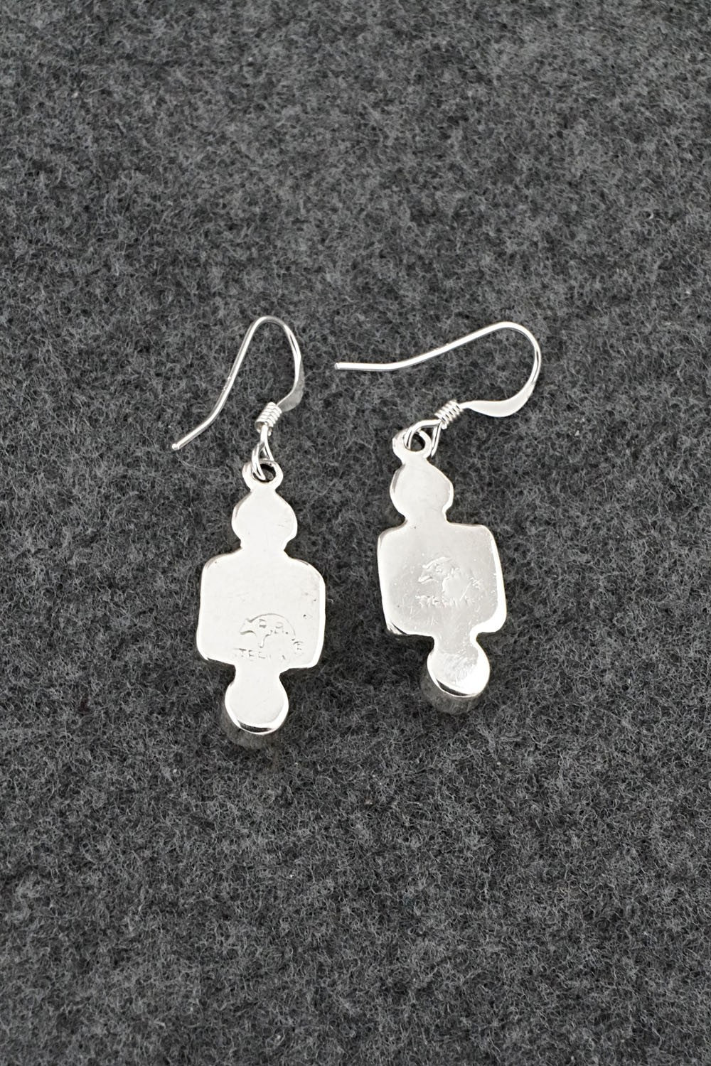 Turquoise, Coral & Sterling Silver Earrings - Gary Shorty