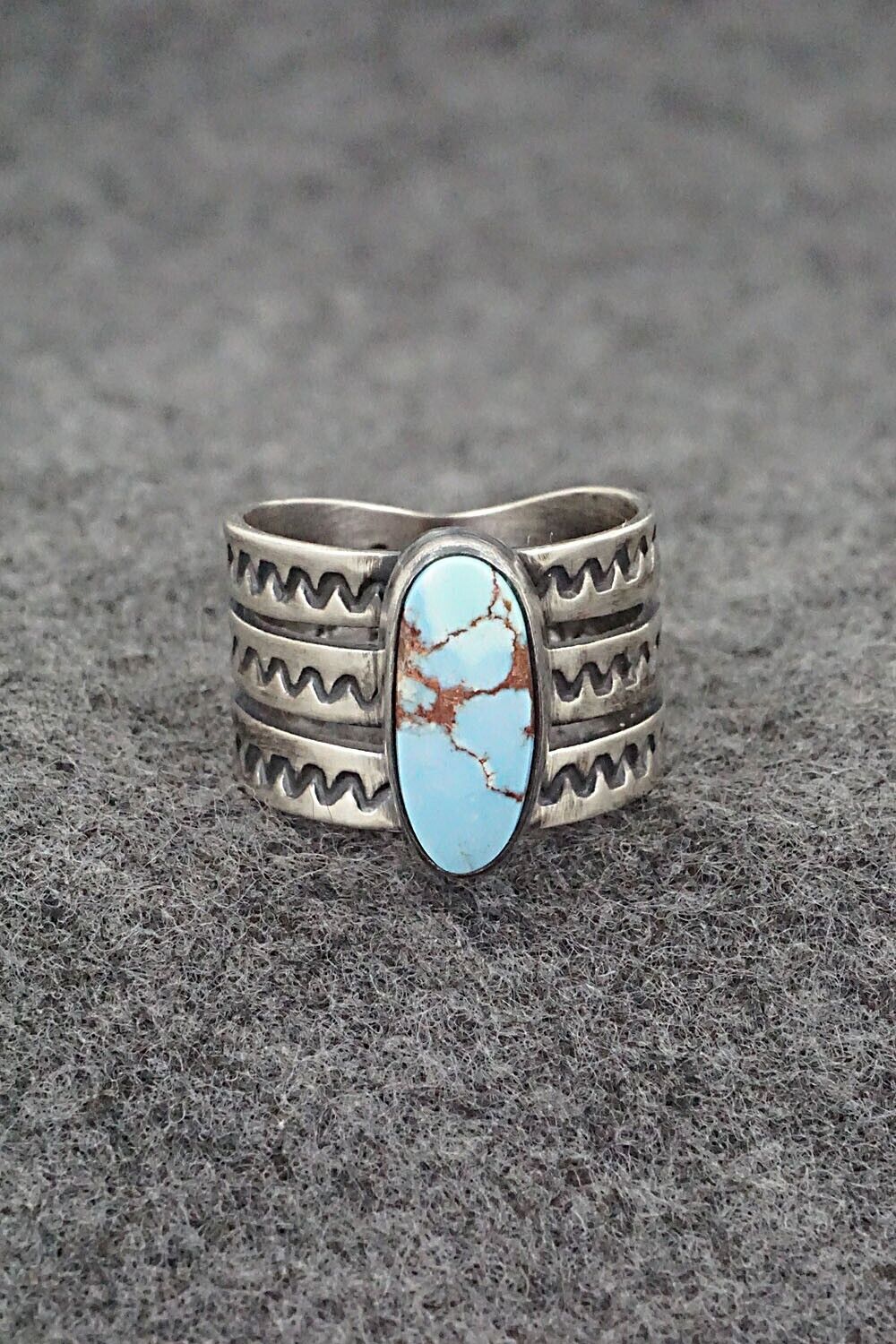 Turquoise and Sterling Silver Ring - Raymond Coriz - Size 7