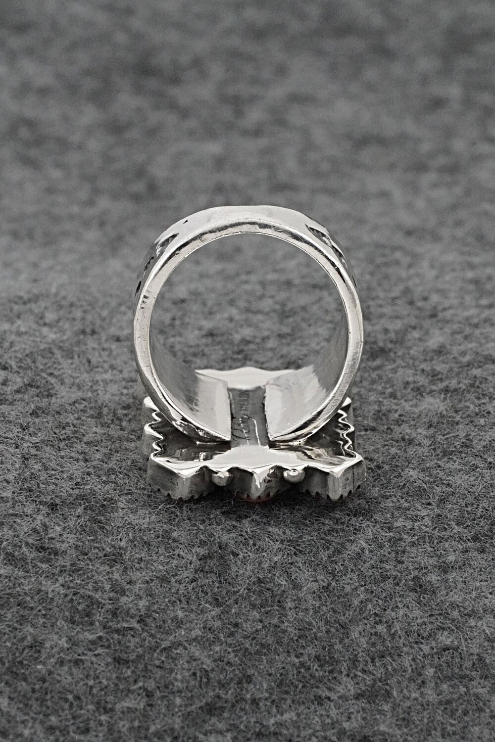 Coral & Sterling Silver Ring - Verley Betone - Size 8.5