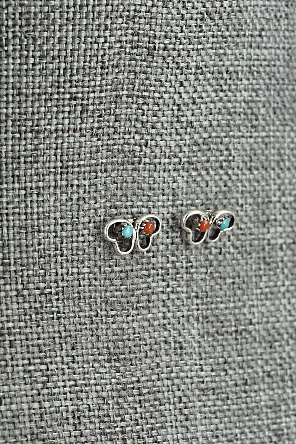 Turquoise, Coral & Sterling Silver Earrings - Dorothy Natachu