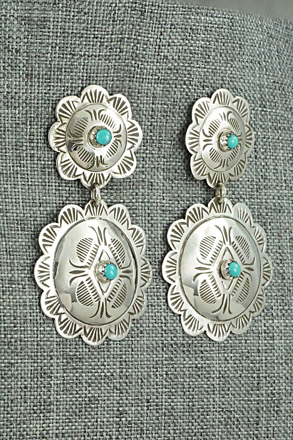 Turquoise and Sterling Silver Earrings - Bertha Begay