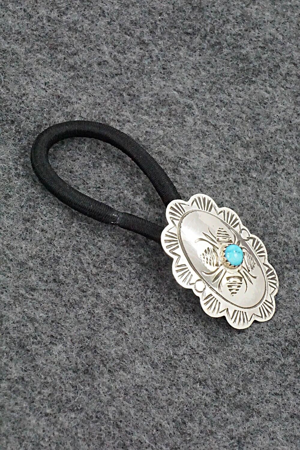 Turquoise & Sterling Silver Hair Tie - Bertha Begay