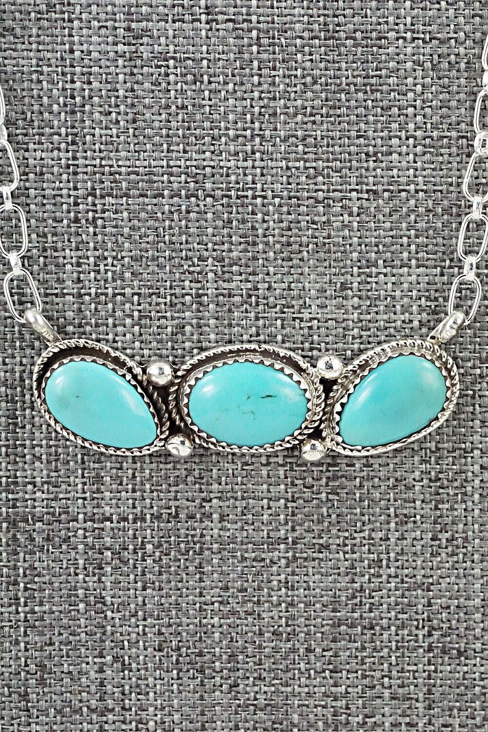 Turquoise & Sterling Silver Necklace - Ernest Hawthorne