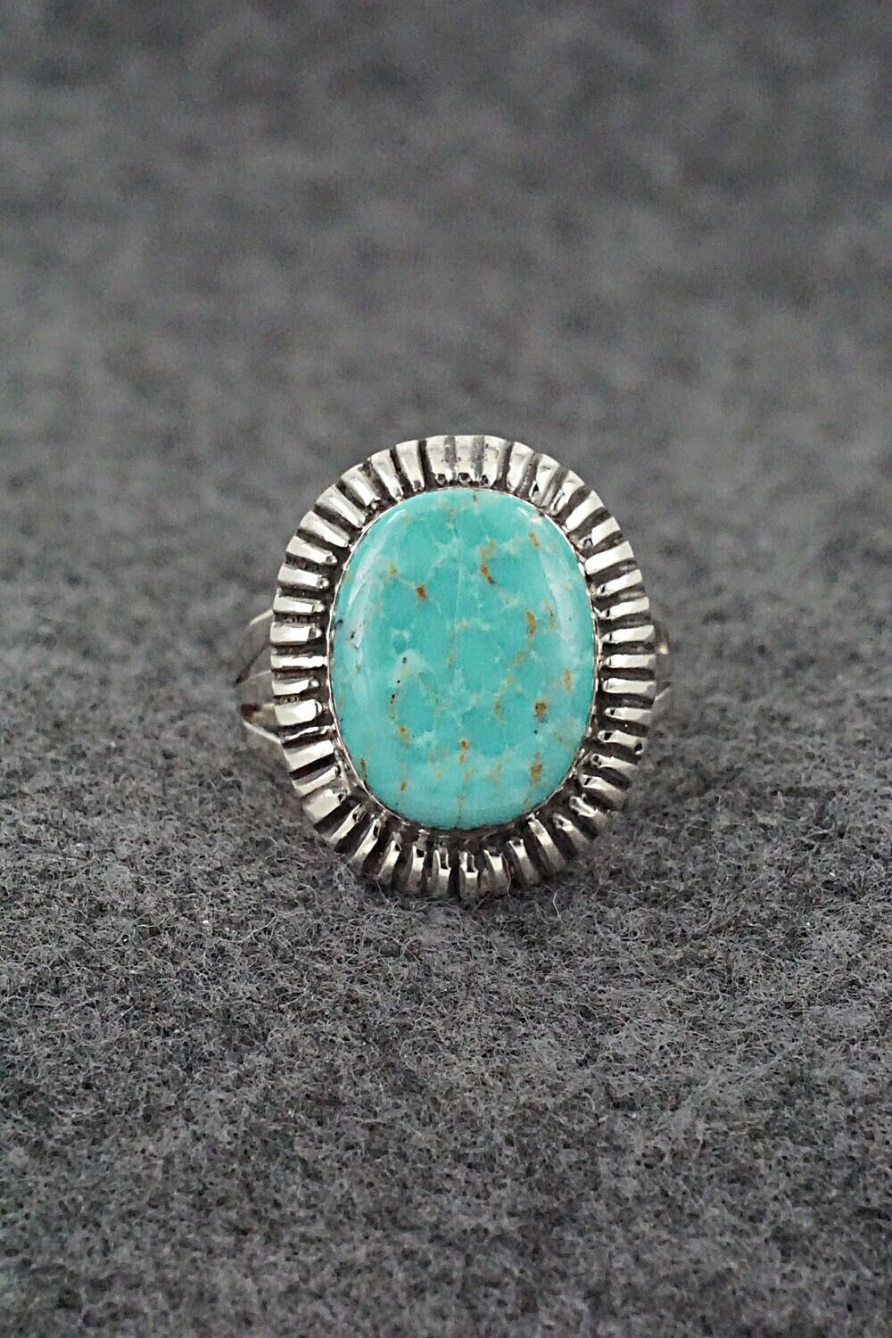 Turquoise & Sterling Silver Ring - Kenny Lonjose - Size 9