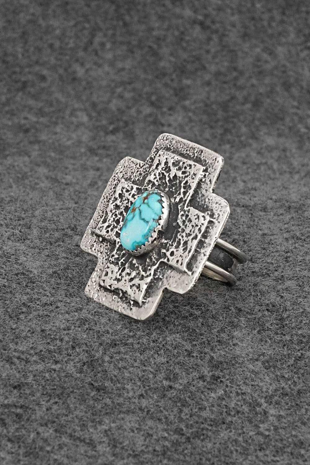 Turquoise & Sterling Silver Ring - Dymitri Arviso - Size 7, Adj.