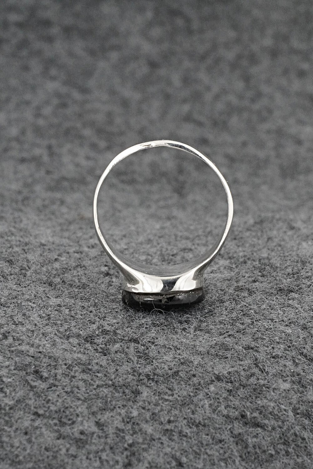 Onyx & Sterling Silver Inlay Ring - Johnson Laweka - Size 7.5