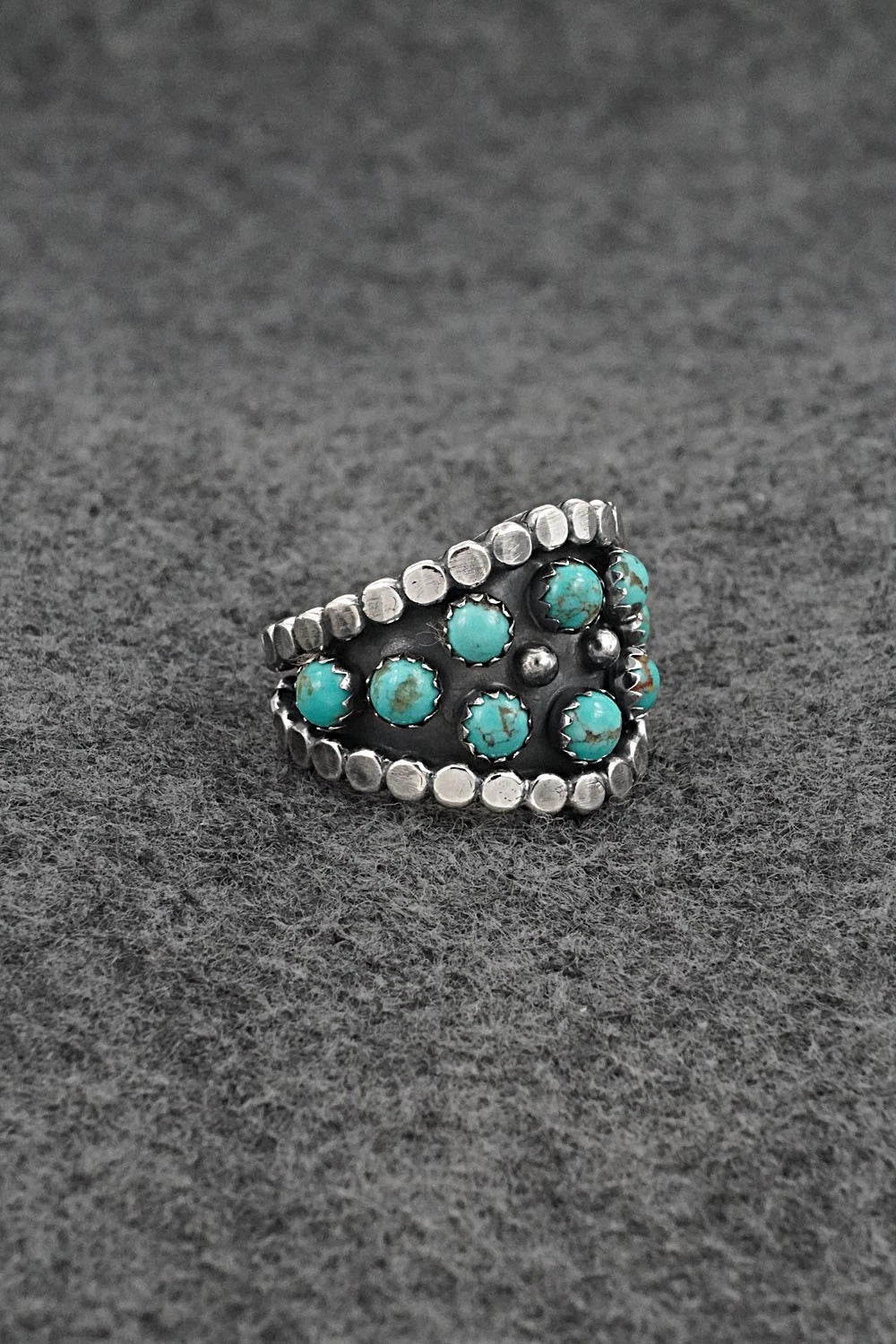 Turquoise & Sterling Silver Ring - Kenny Lonjose - Size 7