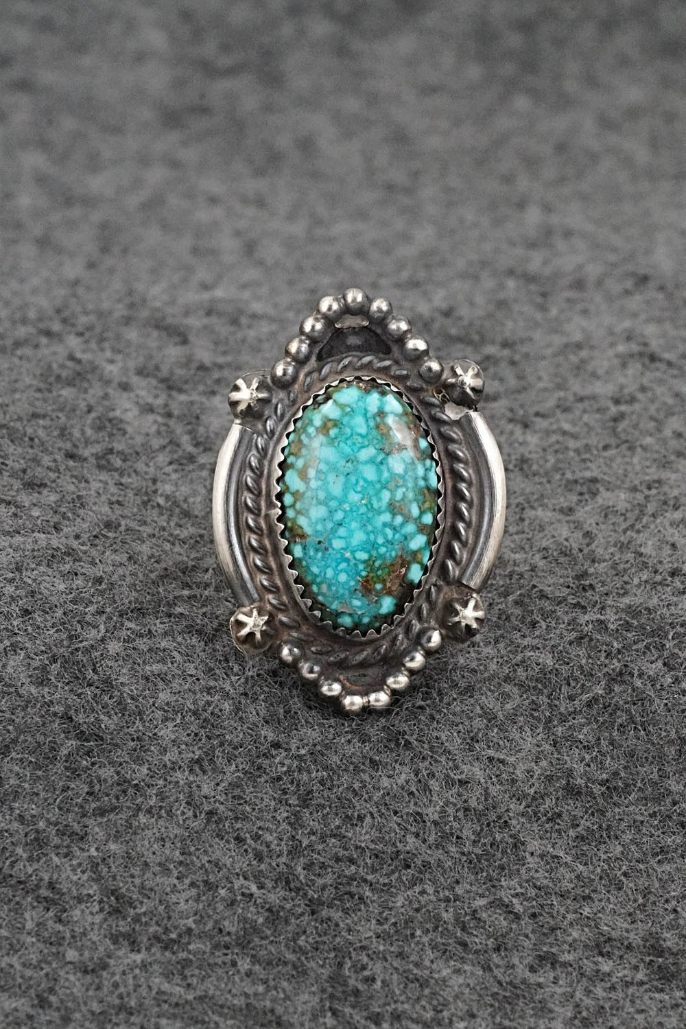Turquoise & Sterling Silver Ring - Leslie Nez - Size 8