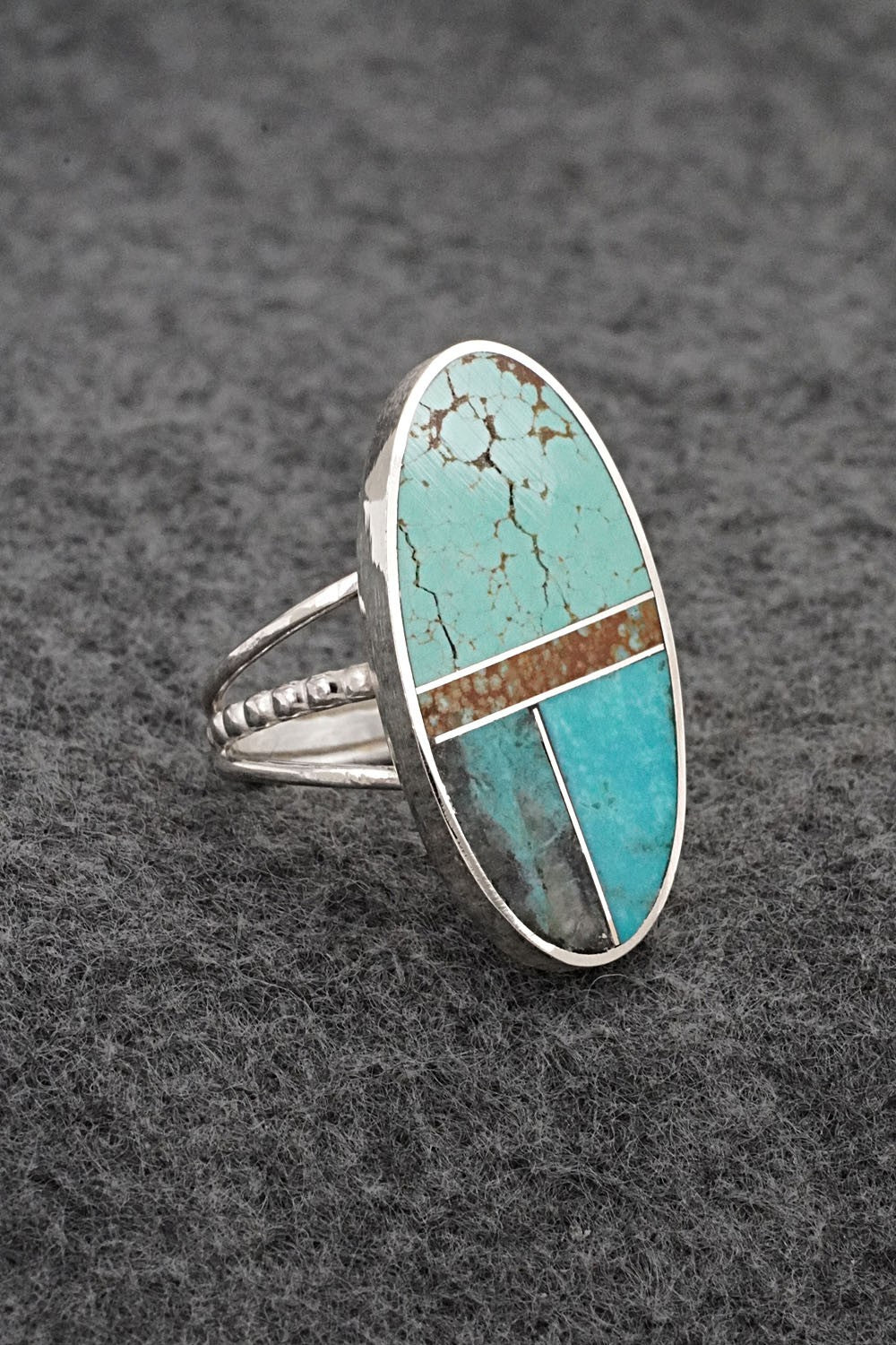 Turquoise & Sterling Silver Ring - Harold Smith - Size 7.5