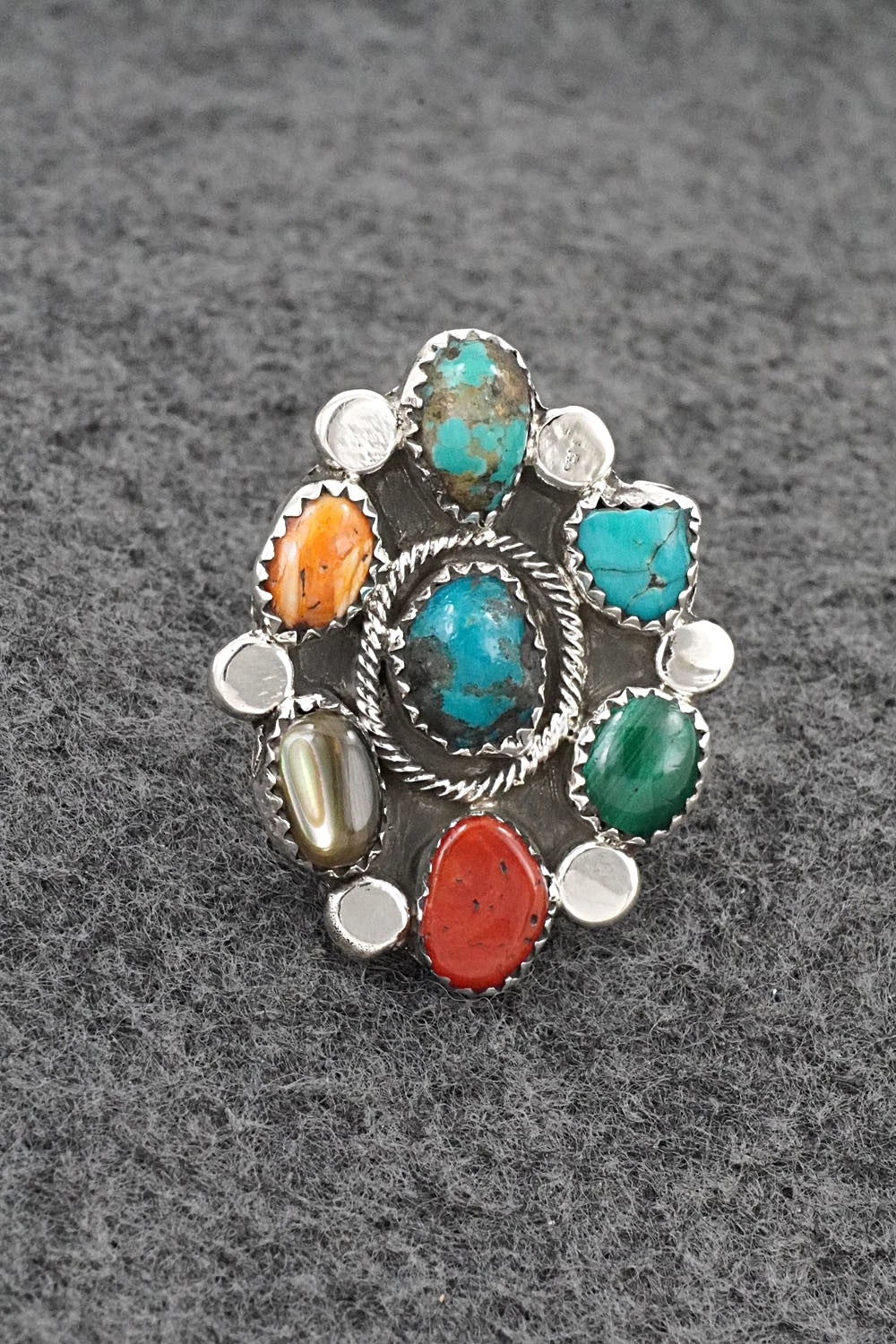 Multi-Stone & Sterling Silver Ring - Priscilla Reeder - Size 8