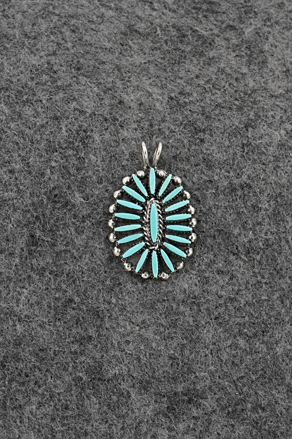 Turquoise & Sterling Silver Pendant - Fritzon Owaleon