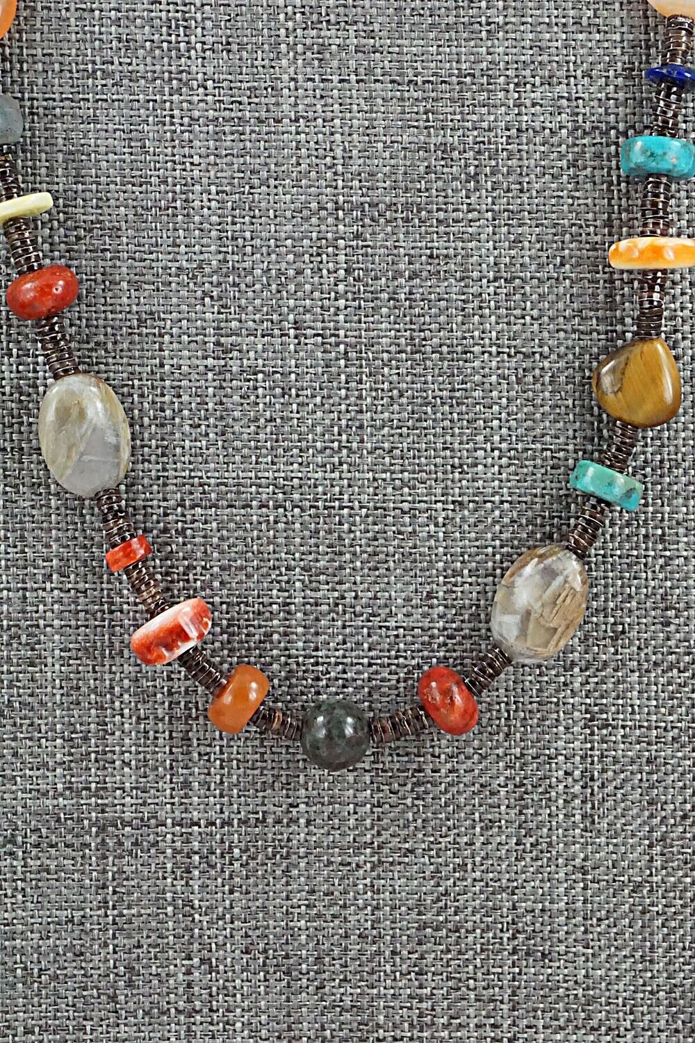 Multi-Stone and Sterling Silver Necklace - Helen Tsosie