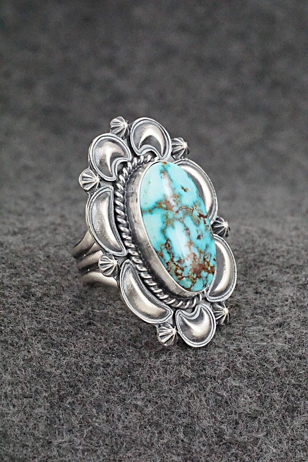 Turquoise & Sterling Silver Ring - Raymond Delgarito - Size 7
