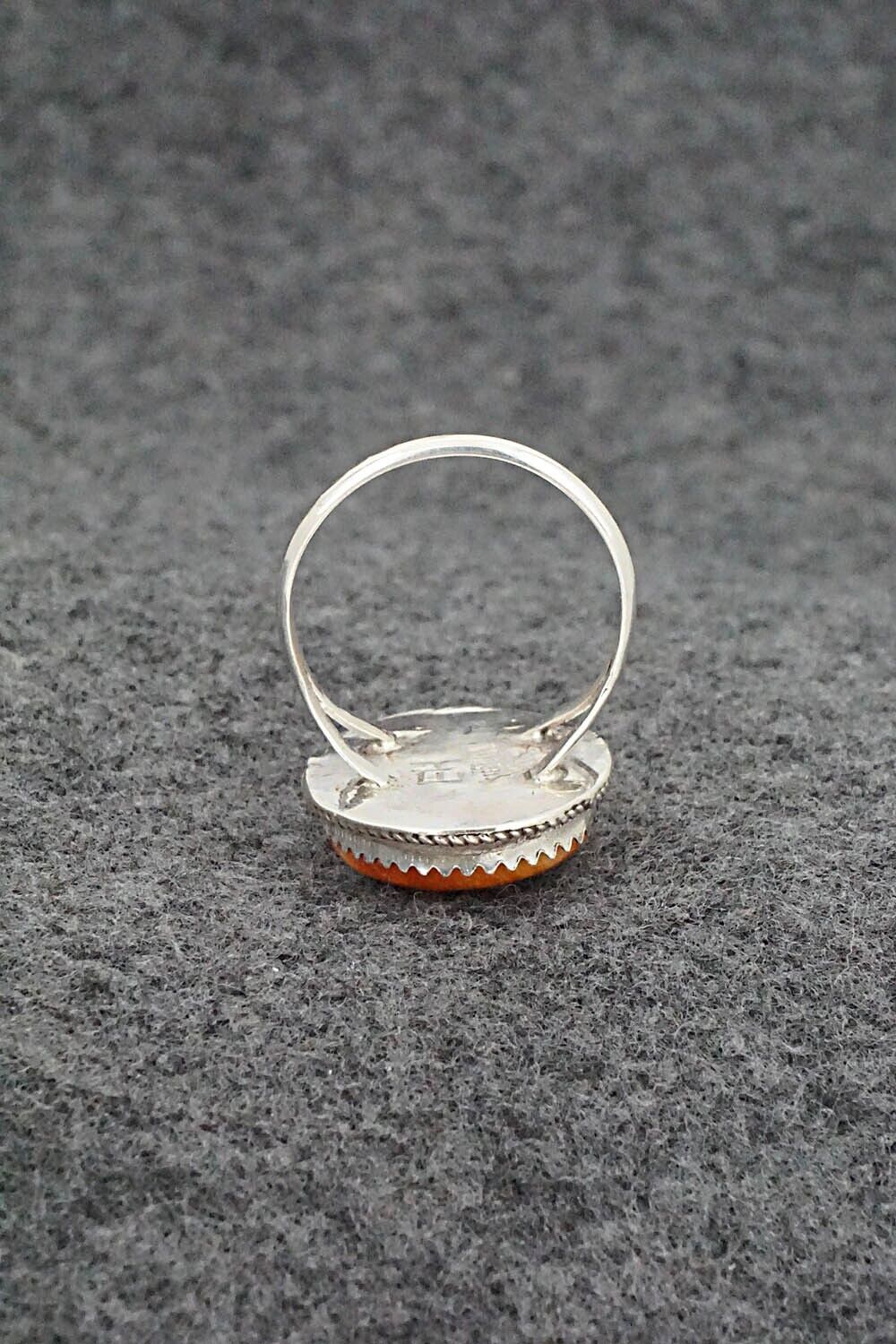 Spiny Oyster & Sterling Silver Ring - Ernest Hawthorne - Size 8