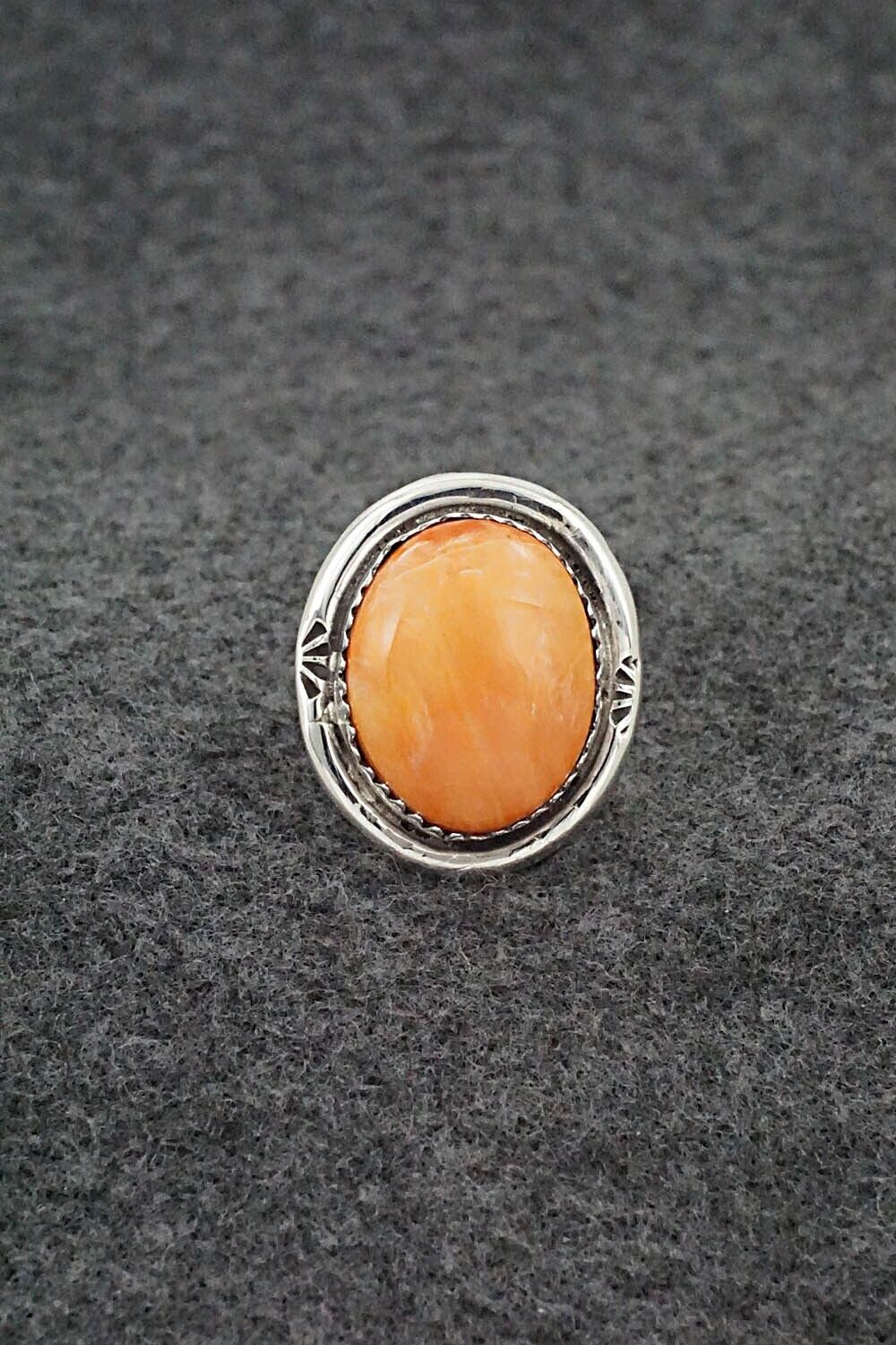 Spiny Oyster & Sterling Silver Ring - Ernest Hawthorne - Size 7.25