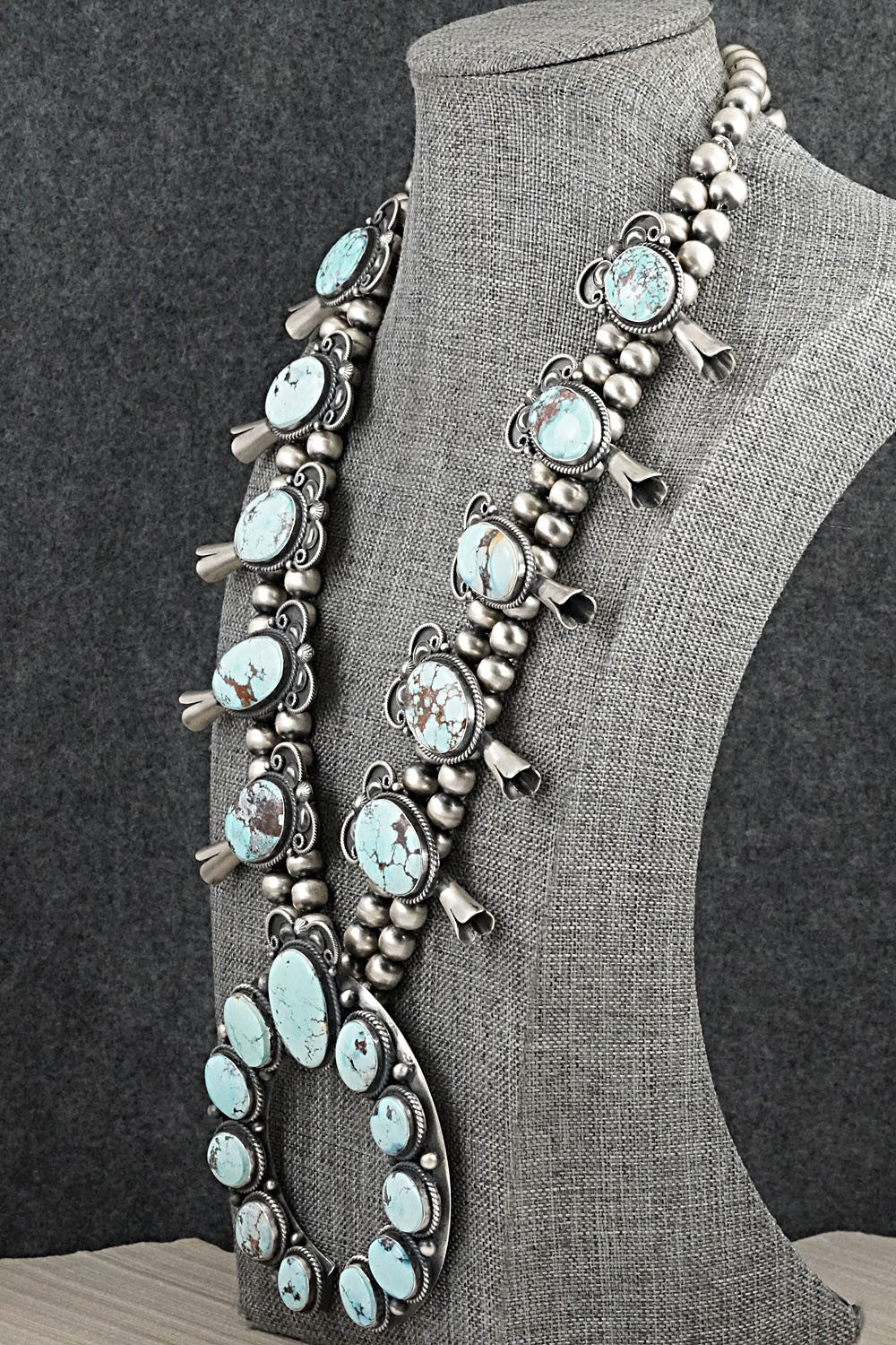 Turquoise & Sterling Silver Squash Blossom Set - Derrick Gordon