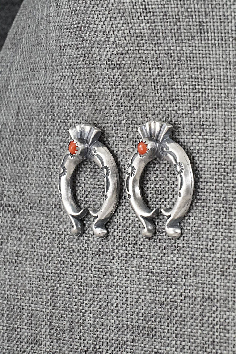 Coral & Sterling Silver Earrings - Adrienne Gordon
